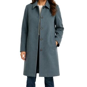 TSE Cashmere Teal Wool Blend Button Front Coat Women's 4